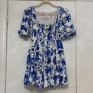 House of Harlow 1960 Blue and White Floral Dress